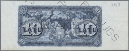 Latvia /Lettland: Rare Uniface Back Side PROOF Print Of 10 Latu 1925 P. 24p In Blue Color On Unwatermarked Paper With Pe - Lettonie