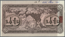 Latvia /Lettland: Rare Uniface Back Side PROOF Print Of 10 Latu 1925 P. 24p In Dark Brown Color On Unwatermarked Paper W - Lettonie