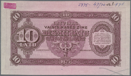 Latvia /Lettland: Rare Uniface Front PROOF Print Of 10 Latu 1925 P. 24p In Red/dark Brown Color On Unwatermarked Paper W - Lettonie