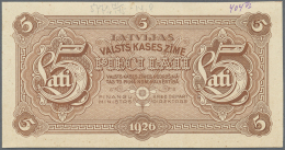 Latvia /Lettland: Very Rare 5 Lati 1926 Front Proof Uniface Print P. 23p, Without Serial #, W/o Sign, Printers Annotatio - Lettonie