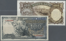 Latvia /Lettland: Unique Set Of Seperatly Printed Front And Back PROOFS Of 100 Latu 1938 As Color Trial In Grey/blue Col - Latvia