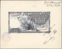 Latvia /Lettland: Unique Proof Prints Of 100 Latu 1938 P. 22p. The Issued Note Is Dated 1939. Front And Back Printed Sep - Latvia