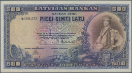 Latvia /Lettland: 500 Latu 1929 P. 19, Issued Note, Series A, Sign. Celms, Crisp Original Condition: UNC. - Lettonia