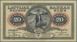 Latvia /Lettland: Very Rare 20 Latu 1924 P. 15, Sign. Kalnings, Low Serial #000120, 1.000.000 Notes Were Delivered To Ba - Lettonie