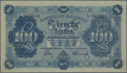 Latvia /Lettland: Rare 100 Latu 1923 SPECIMEN P. 14bs, Series A000000, Sign. Celms, Perforated "PARAUGS", One Vertical F - Lettonia