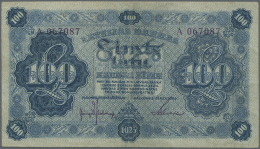 Latvia /Lettland: 100 Latu 1923 P. 14a, Series A, Sign. Kalnings, Vertically Folded, Handling In Paper, No Holes Or Tear - Lettonie