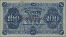 Latvia /Lettland: Rare 100 Latu 1923 SPECIMEN P. 14as, Series A000000, Sign. Kalnings, Perforated And Overprinted "PARAU - Lettonie