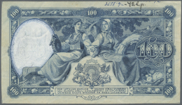 Latvia /Lettland: Unique Uniface PROOF Print Of 100 Latu 1923 P. 14p, Printed In Blue Intaglio On Watermarked Paper, Uni - Lettonia