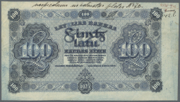 Latvia /Lettland: Rare PROOF Print Of 100 Latu 1923 P. 14p, Uniface Front Proof Print On Watermarked Paper, Light Blue C - Lettonia