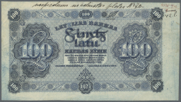 Latvia /Lettland: Rare PROOF Print Of 100 Latu 1923 P. 14p, Uniface Front Proof Print On Watermarked Paper, Light Blue C - Lettonie