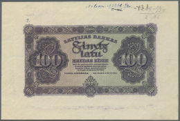 Latvia /Lettland: Rare PROOF Print Of 100 Latu 1923 P. 14p, Uniface Front Proof Print On Watermarked Paper, Dark Violet - Lettonie