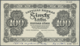 Latvia /Lettland: Rare PROOF Print Of 100 Latu 14-XII-1923 P. 14p, Uniface Front Proof Print On Unwatermarked Paper, Bla - Lettonie