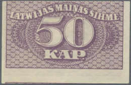 Latvia /Lettland: Rare Error Print Of 50 Kap. 1920 P. 12 With Deplaced Print On Front And Regular Print On Back, Light V - Lettonie