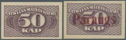 Latvia /Lettland: Set Of 2 Notes 50 Kap. 1920 As SPECIMEN And Regular Issue, P. 12s And P. 12, The Specimen Overprinted - Lettonia