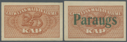 Latvia /Lettland: Set Of 2 Notes 25 Kap. 1920 As SPECIMEN And Regular Issue, P. 11s And P. 11, The Specimen Overprinted - Lettonia