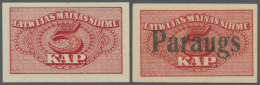 Latvia /Lettland: Set Of 2 Notes 5 Kap. 1920 As SPECIMEN And Regular Issue, P. 9s And P. 9, The Specimen Overprinted "PA - Lettonia