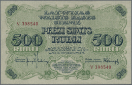 Latvia /Lettland: 500 Rubli 1920 P. 8c, Series "V", Sign. Kalnings, Minor Corner Bend At Lower Right, Otherwise Perfect, - Lettonie