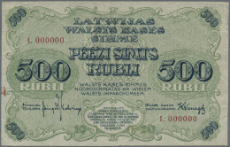 Latvia /Lettland: Rare SPECIMEN Proof Of 500 Rubli 1920 P. 8cs, Uniface Print Of The Front, Zero Serial Numbers, Serial - Lettonia