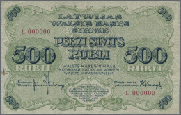 Latvia /Lettland: Rare SPECIMEN Proof Of 500 Rubli 1920 P. 8cs, Uniface Print Of The Front, Zero Serial Numbers, Serial - Latvia