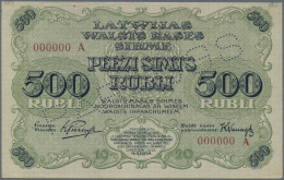 Latvia /Lettland: Rare SPECIMEN Of 500 Rubli 1920 P. 8as. Zero Serial Numbers, Serial Letter "A", PARAGUS Perforation At - Lettonie