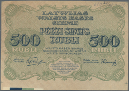 Latvia /Lettland: Rare PROOF Print Of 500 Rubli 1920 P. 8p, W/o Serial, Sign. Purins, Uniface Front Proof In Blue/green - Lettonie