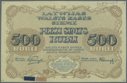 Latvia /Lettland: Rare PROOF Print Of 500 Rubli 1920 P. 8p, W/o Serial, Sign. Purins, Uniface Front Proof In Dark-blue/b - Lettonia