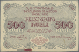 Latvia /Lettland: Rare PROOF Print Of 500 Rubli 1920 P. 8p, W/o Serial, Sign. Purins, Uniface Front Proof In Grey/red Co - Lettonie