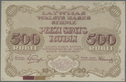 Latvia /Lettland: Rare PROOF Print Of 500 Rubli 1920 P. 8p, W/o Serial, Sign. Purins, Uniface Front Proof In Red/brown C - Lettonie