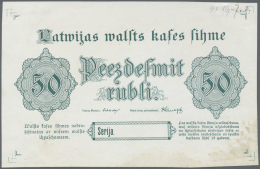 Latvia /Lettland: Rare Uniface FRONT PROOF Of 50 Rubli 1919 P. 6p, Without Serial Number, Sign. Erhards, Printed In Gree - Lettonia