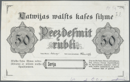 Latvia /Lettland: Rare Uniface FRONT PROOF Of 50 Rubli 1919 P. 6p, Without Serial Number, Sign. Erhards, Printed In Blac - Lettonia