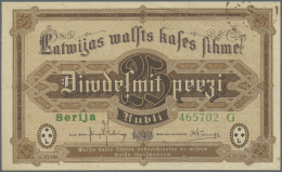 Latvia /Lettland: 25 Rubli 1919 P. 5g, Series "G", Sign. Kalnings, Never Horizongally Or Vertically Folded But Corner Fo - Lettonia