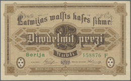 Latvia /Lettland: 25 Rubli 1919 P. 5f, Series F, Sign. Purins, With Center Fold, Light Horizontal Fold And Light Dints A - Lettonie