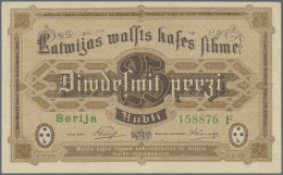 Latvia /Lettland: 25 Rubli 1919 P. 5f, Series F, Sign. Purins, With Center Fold, Light Horizontal Fold And Light Dints A - Latvia