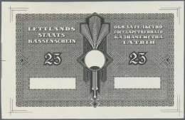 Latvia /Lettland: Rare BACK SIDE PROOF Of 25 Rubli 1919 P. 5p, Uniface Printed In Black Color On White Paper, Handling A - Lettonie