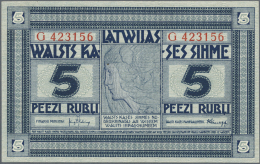 Latvia /Lettland: 5 Rubli 1919 Series "G", P. 3f, Signature Kalnings, In Condition: UNC. - Lettonia