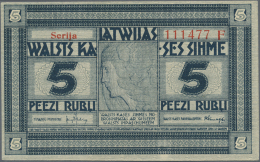 Latvia /Lettland: 5 Rubli 1919 Series "F", P. 3f, Signature Kalnings, One Light Dint At Right, No Folds, Condition: AUNC - Lettonia