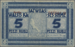 Latvia /Lettland: 5 Rubli 1919 Series "B", P. 3b, Signature Erhards, With Error Printing, Shifted Serial Number, Rarely - Lettonia