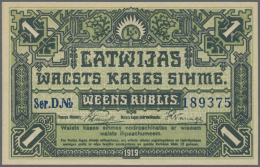 Latvia /Lettland: 1 Rublis 1919 P. 2a, Series "D", In Crisp Original Condition: UNC. - Lettonie