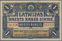 Latvia /Lettland: 1 Rublis 1919 P. 1, Series "A", In Crisp Original Condition: UNC. - Lettonia