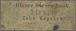 Latvia /Lettland: Rare Note 10 Kopeks 1863 Series "C", P. A1, Rigaer Bursen-Bank, Stronger Used With Several Folds And C - Lettonia