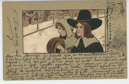 FEMMES - FRAU - LADY - Jolie Carte Fantaisie Viennoise Femme Et Homme Dans La Neige Signée ETHEL PARKINSON - Parkinson, Ethel