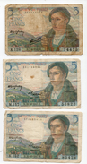 5 Francs - Berger -3 Billets - 5 F 1943-1947 ''Berger''