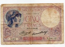 5 Francs -violet - 1933 - 5 F 1917-1940 ''Violet''