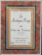 ETIQUETTE De VIN " CÔTES-du-VENTOUX 1998 " - La Montagne Rouge - Appel. Contrôlée - 13° - 75cl - Décollée B. état - Côtes Du Ventoux