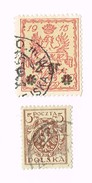 POCZTA POLSKA  - 1915 K.O.M.W.  10 GROSZY/ 2 GR    +  POCZTA POLSKA  5 MK - Oblitérés