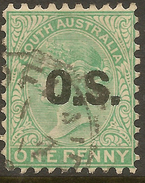 SOUTH AUSTRALIA 1874 1d QV OS P10 SG O37 U #ZR227 - Oblitérés