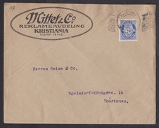 Norway: Cover To Germany, 1913, 1 Stamp, Posthorn, Cancel Kristiania, Former Christiania, Now Oslo (traces Of Use) - Covers & Documents