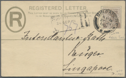 Singapur: 1901, Straits QV 3 C. Brown With Variety White Thick Line In Design Bottom Left, Uprating Registration Envelop - Singapore (...-1959)