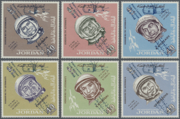 Jordanien: 1966, 40 Fils, "Space Flights", Complete Set, All With Error "opt Sideways (reading Down)", Very Rare. - Jordanië