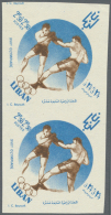 Libanon: 1960, XVII Olympic Games Boxing Imperf Pair 2,50p.+2,50p., Part Off-set Brown Color On Reverse, Mint No Gum, On - Libanon